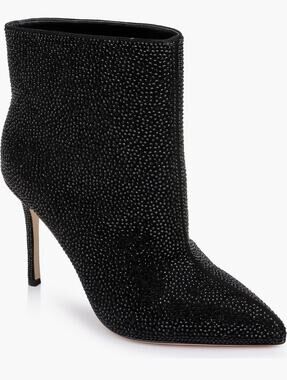 L'Agence Mariette Rhinestone Ankle Boot Black Size 9 Strassed NEW Stiletto Glam